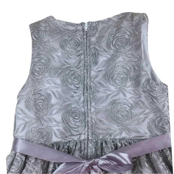 RARE EDITIONS Silver Tulle Lace Floral Princess Formal Layered Dress size 6X - Picture 11 of 16
